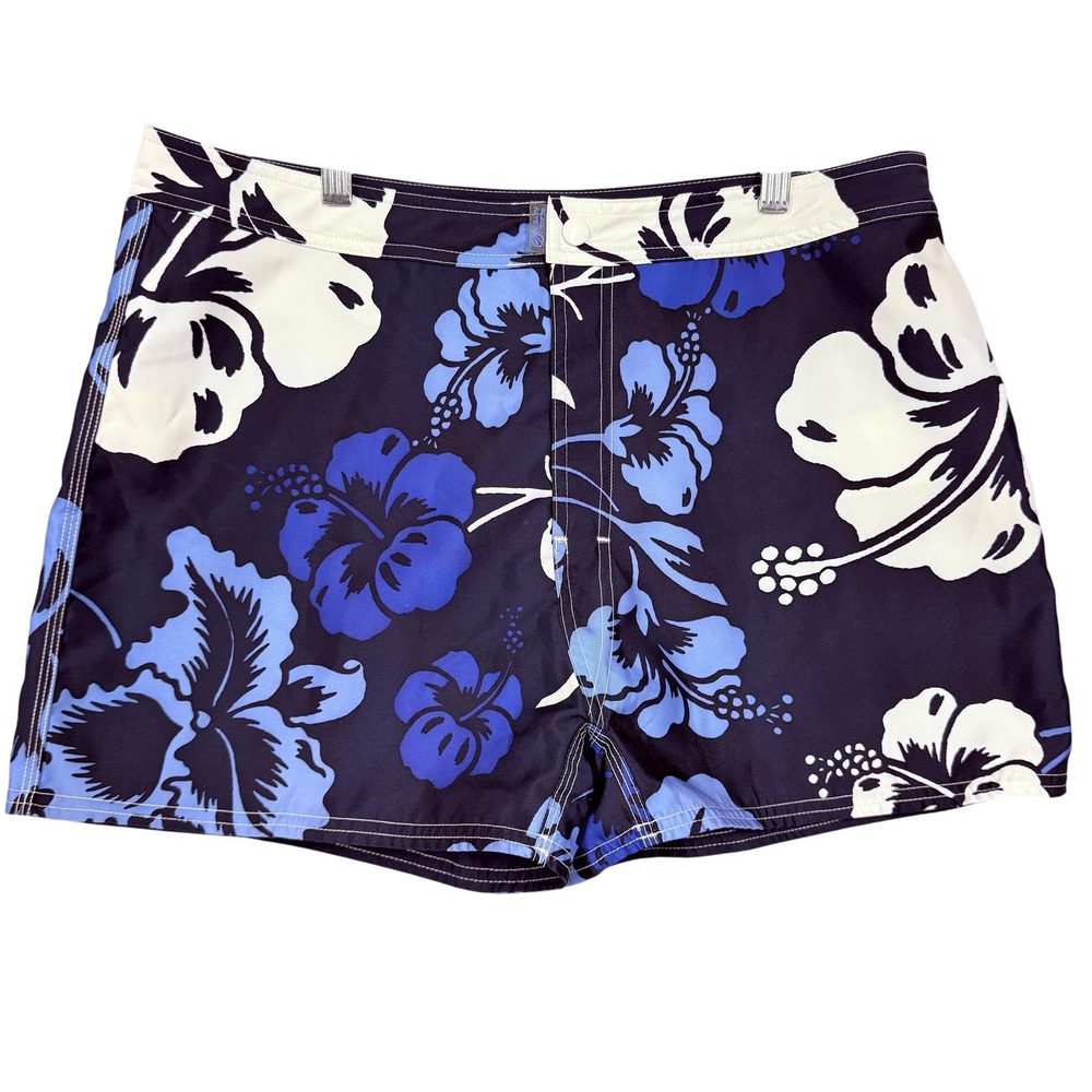 Beach Rays Board Shorts Womens 12 Blue Floral Hawaiian Swim Lined Quick Dry